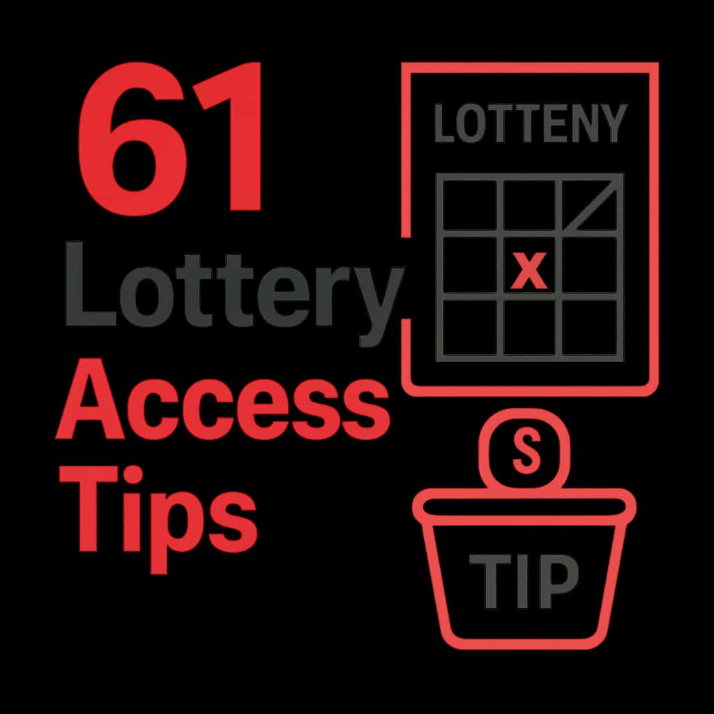 Illustration detailing access tips for the 61 Lottery platform.