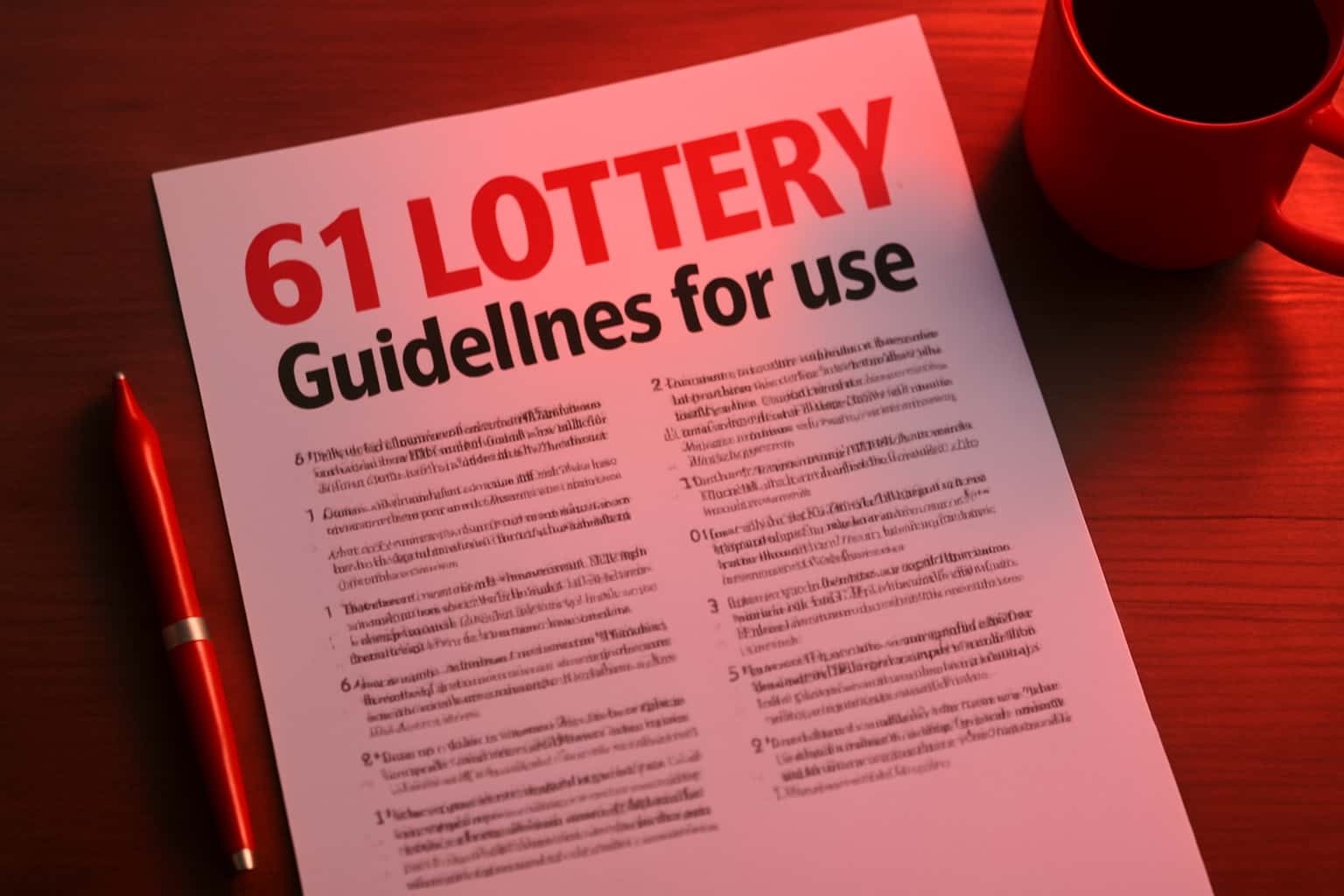 An informative scene depicting the 61 Lottery Guidelines for Use.
