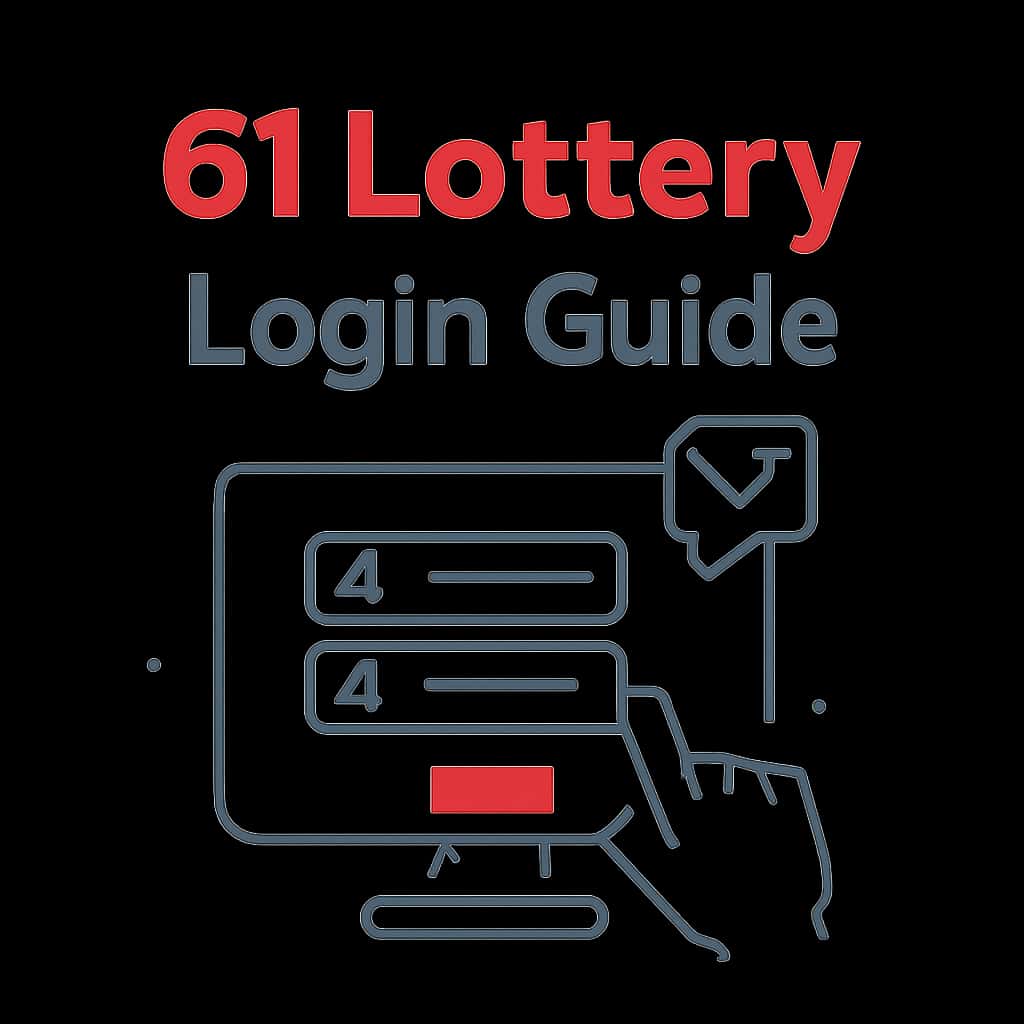 Illustration detailing the login process for 61 Lottery.