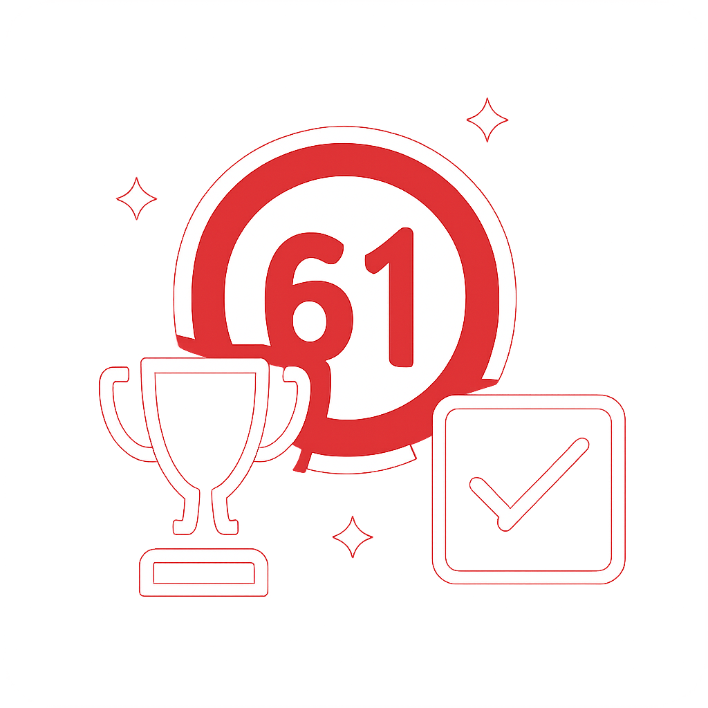 Icon badge representing the 61 Lottery guide.