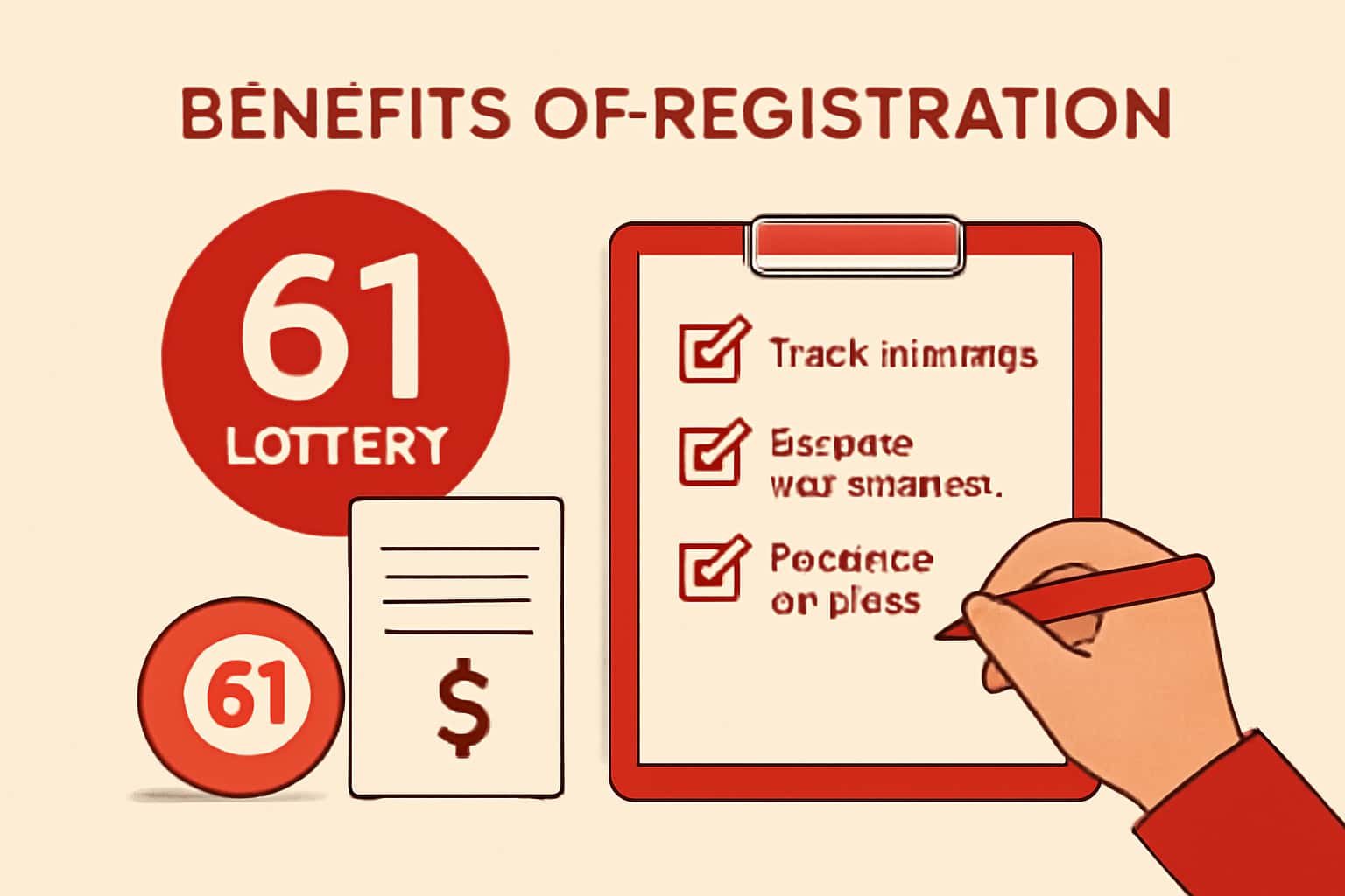 An illustrative depiction of the benefits associated with 61 Lottery registration, focusing on account security and features.