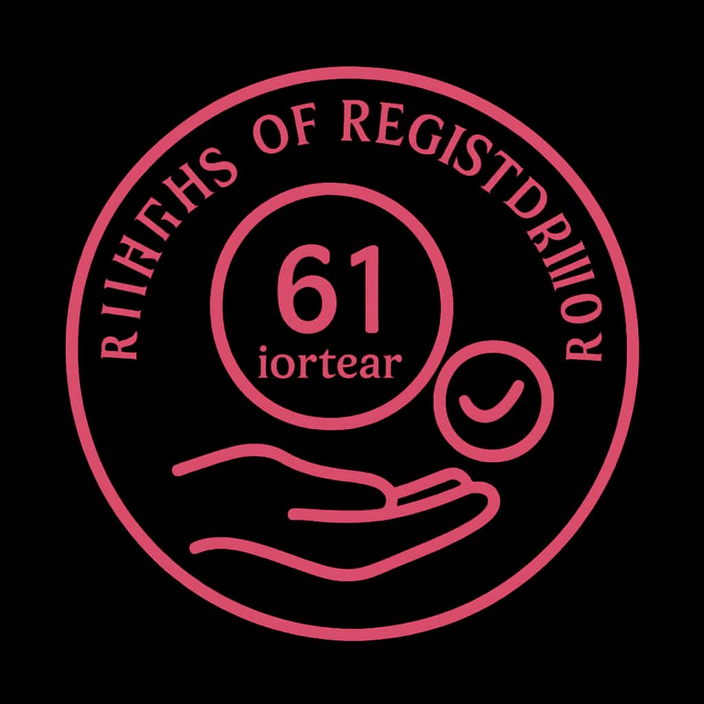 A concise badge symbolizing the benefits of 61 Lottery registration.