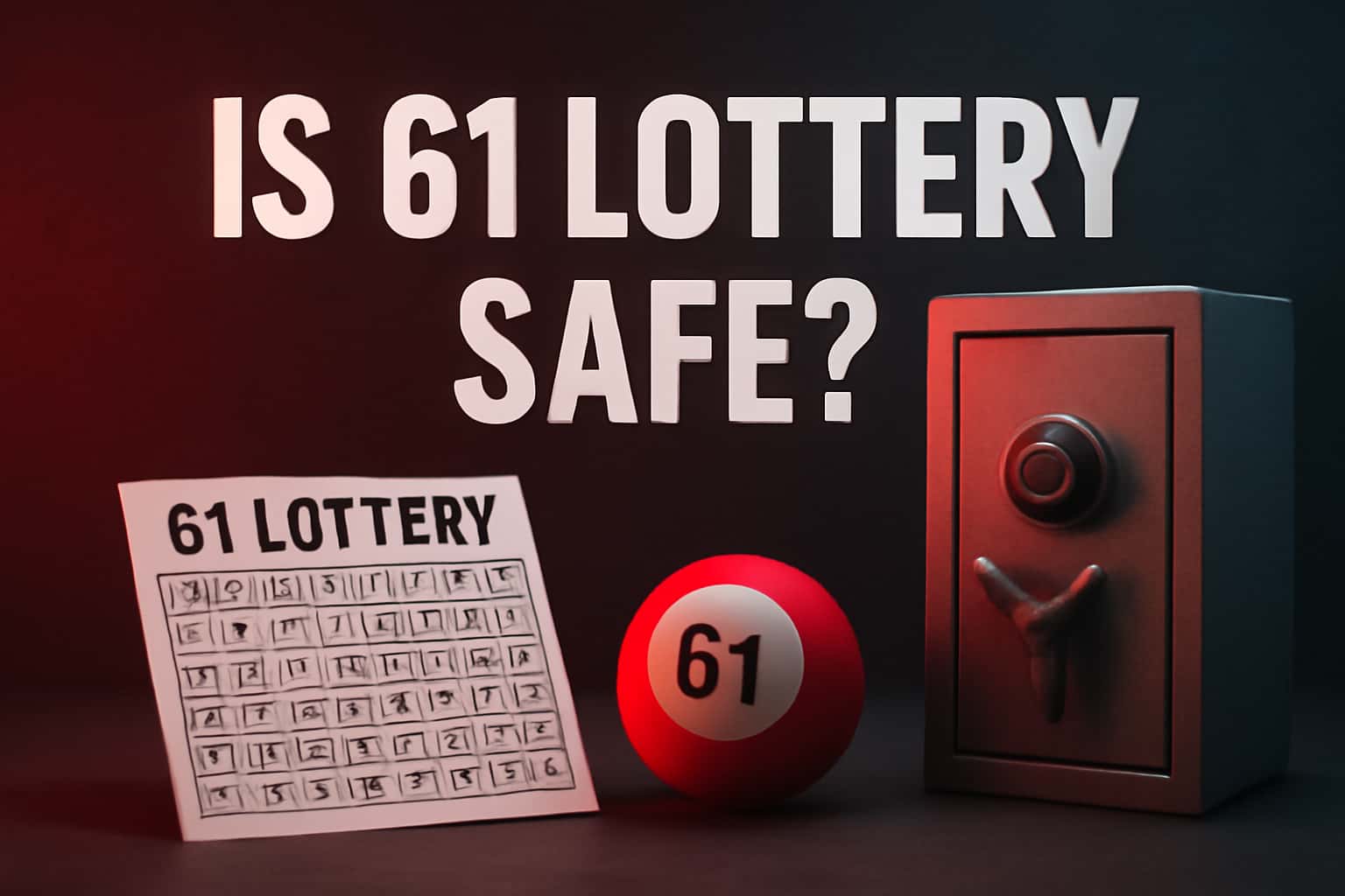 An informative scene depicting the safety considerations of the 61 Lottery platform.