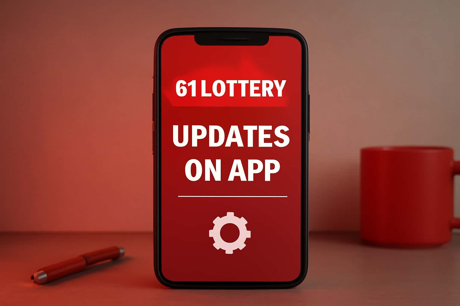 An informational graphic showcasing the updates on the 61 Lottery App with technological elements.